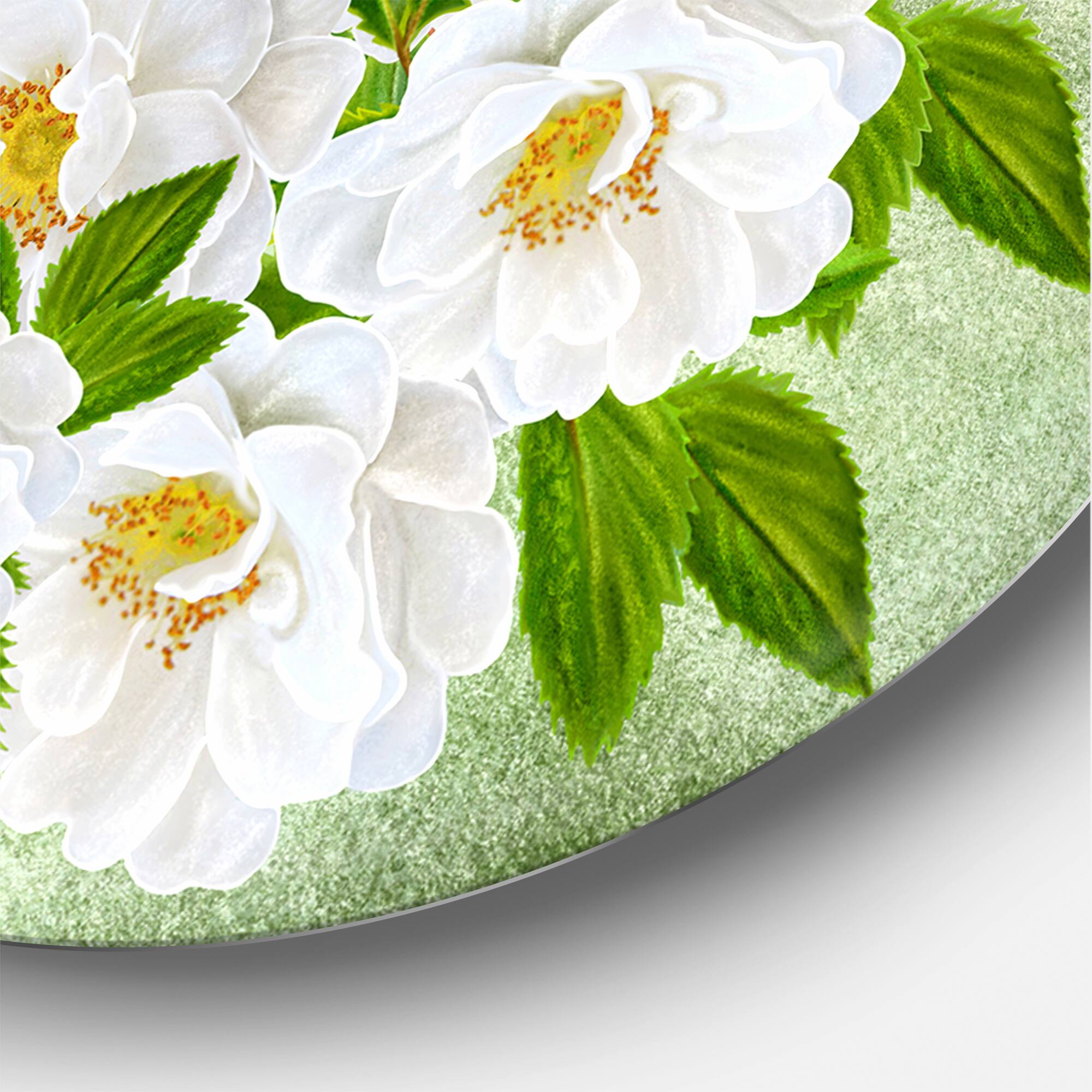 Designart - Little Blue Bird Sitting On A Branch of White Rose